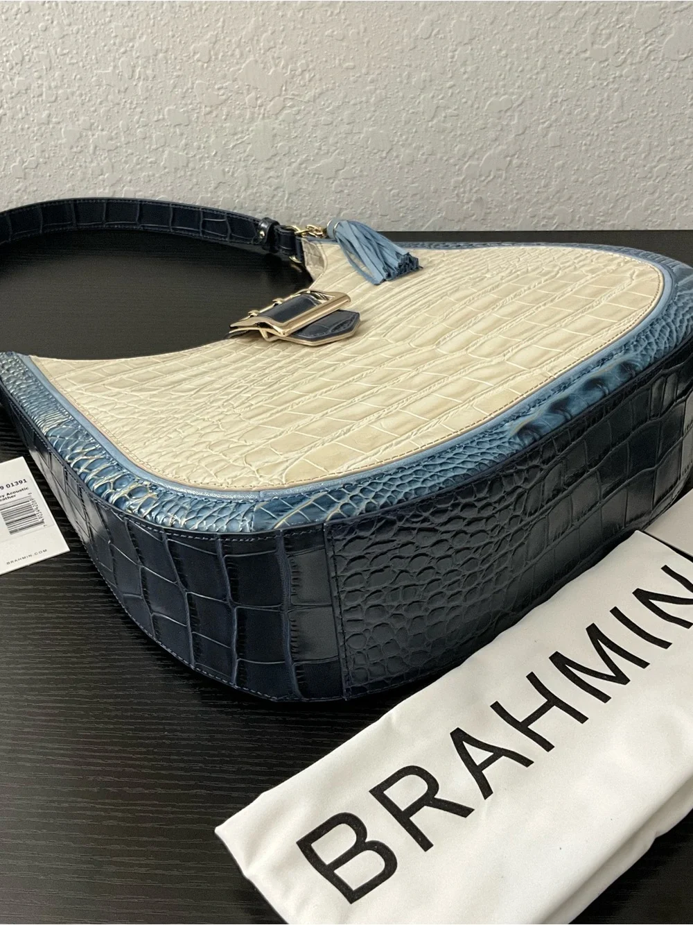 Brahmin Fallon MINDFUL GREY ACOUSTIC Multi Leather Shoulder Bag NWT